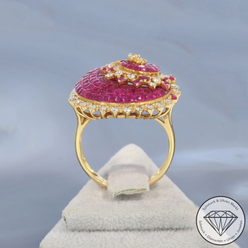 Wert 4660 € Brillant Rubin Ring in 750er 18 K Gelbgold - 100225