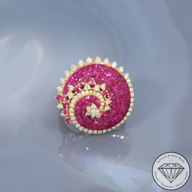 Wert 4660 € Brillant Rubin Ring in 750er 18 K Gelbgold - 100225