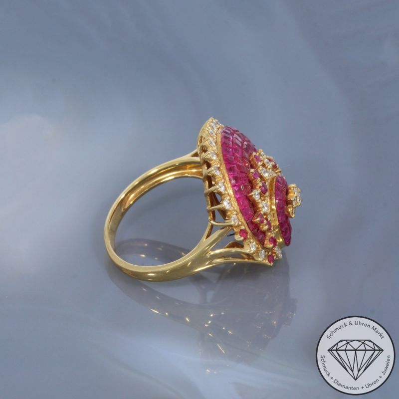 Wert 4660 € Brillant Rubin Ring in 750er 18 K Gelbgold - 100225