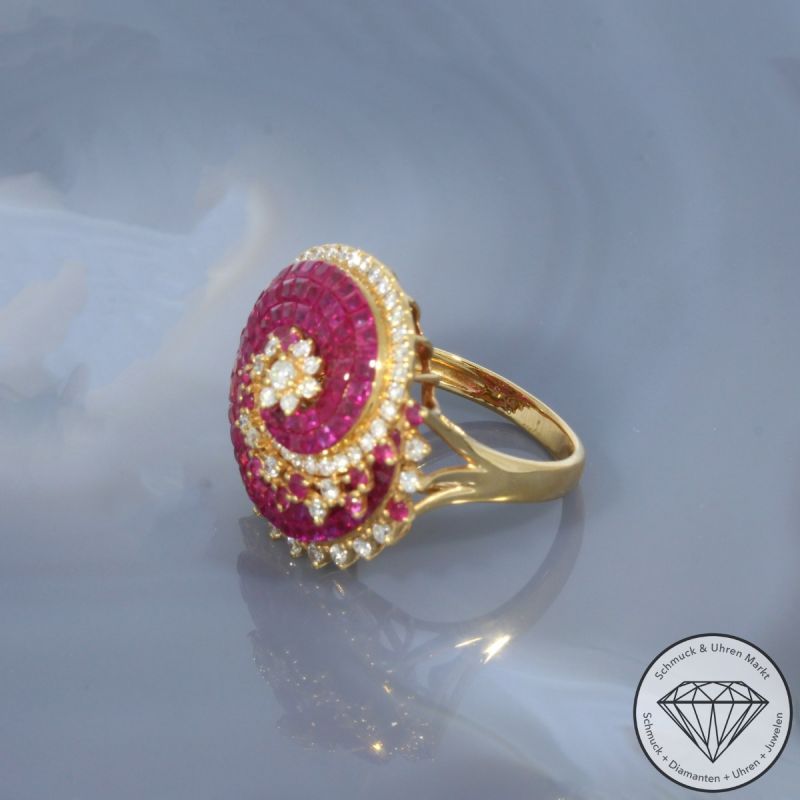 Wert 4660 € Brillant Rubin Ring in 750er 18 K Gelbgold - 100225