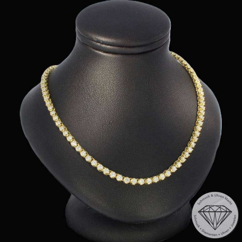 Wert 1700 € Tennis Brillant Collier (3,35 carat) in 750er 18 K Gelbgold - 100228