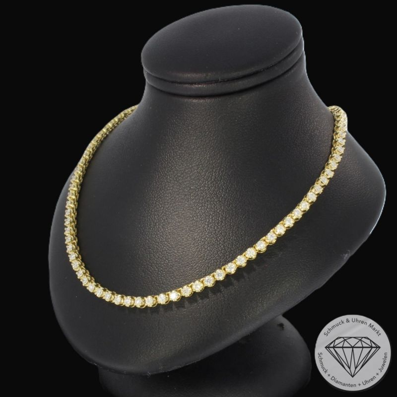 Wert 1700 € Tennis Brillant Collier (3,35 carat) in 750er 18 K Gelbgold - 100228