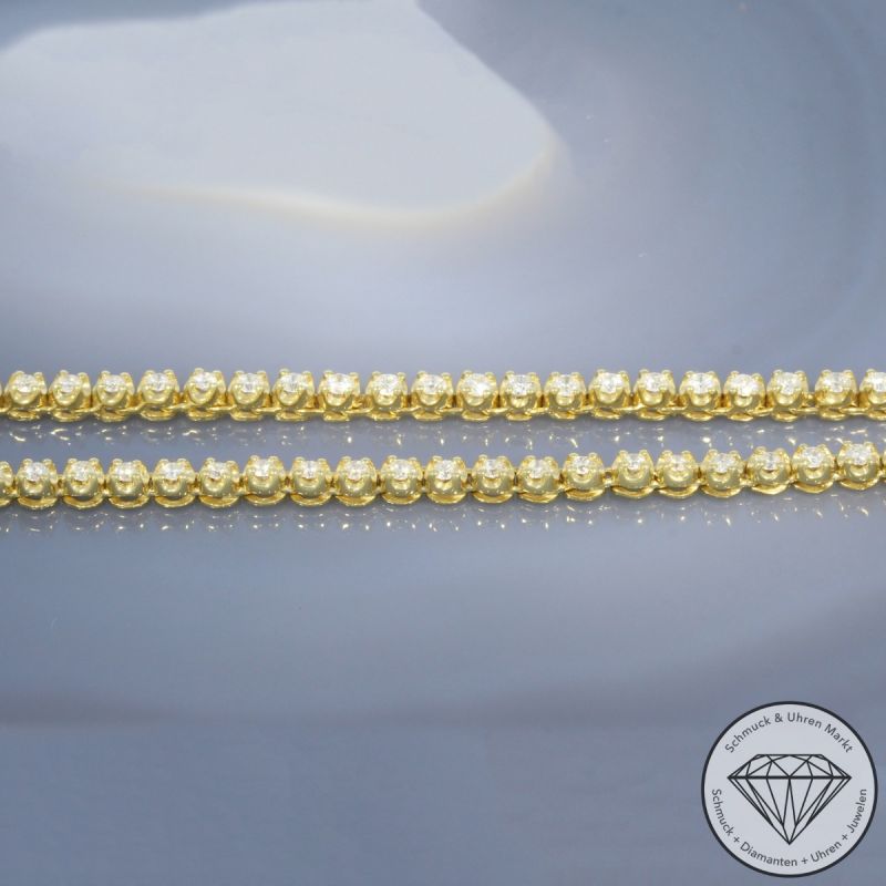 Wert 1700 € Tennis Brillant Collier (3,35 carat) in 750er 18 K Gelbgold - 100228