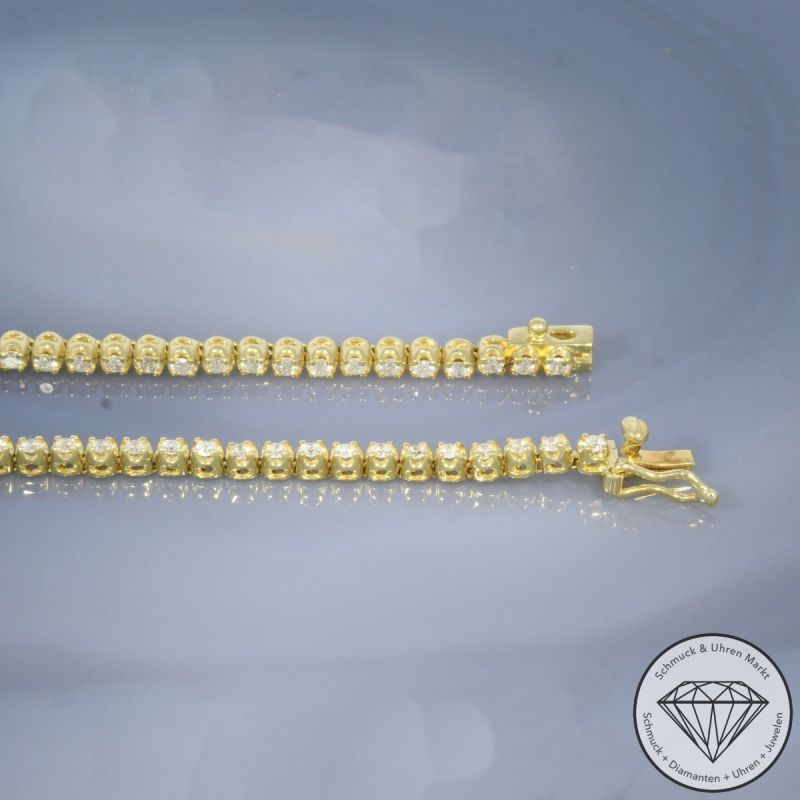 Wert 1700 € Tennis Brillant Collier (3,35 carat) in 750er 18 K Gelbgold - 100228