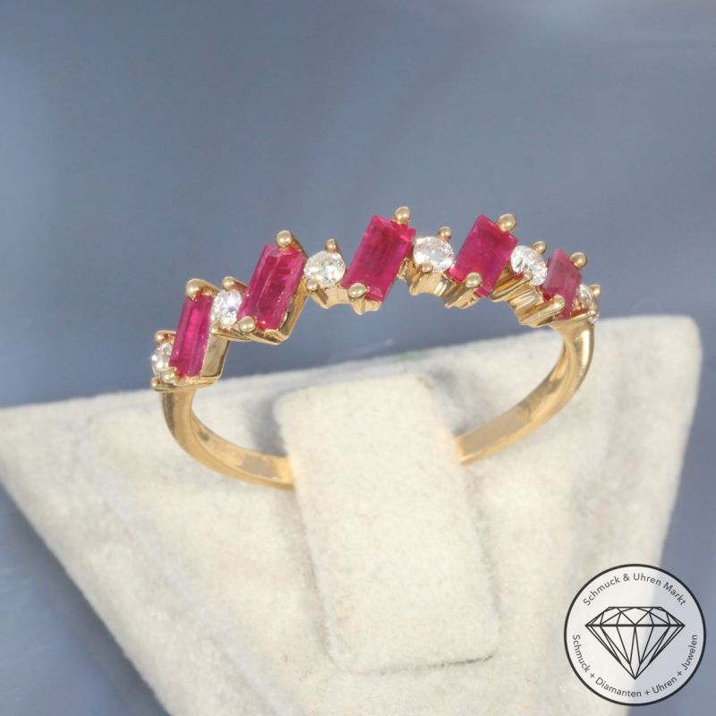 Wert 1460 € Brillant Rubin Ring in 750er 18 K Roségold - 100234