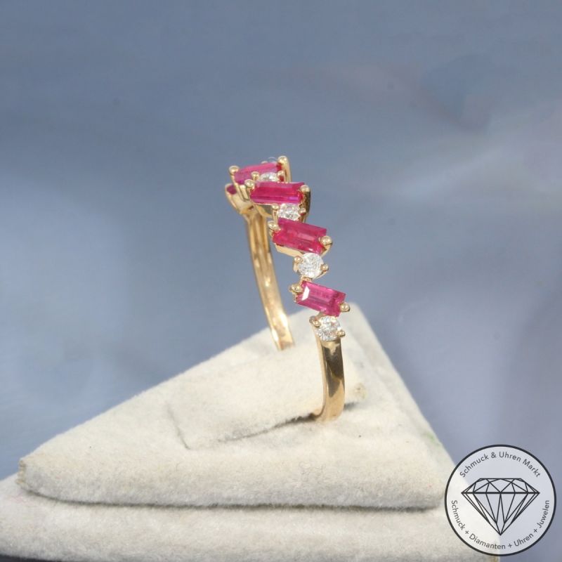 Wert 1460 € Brillant Rubin Ring in 750er 18 K Roségold - 100234