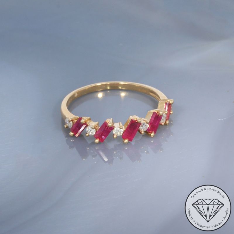 Wert 1460 € Brillant Rubin Ring in 750er 18 K Roségold - 100234