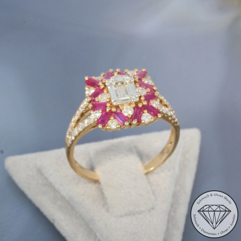 Wert 2920 € Brillant Diamant Rubin Ring in 750er 18 K Roségold - 100237