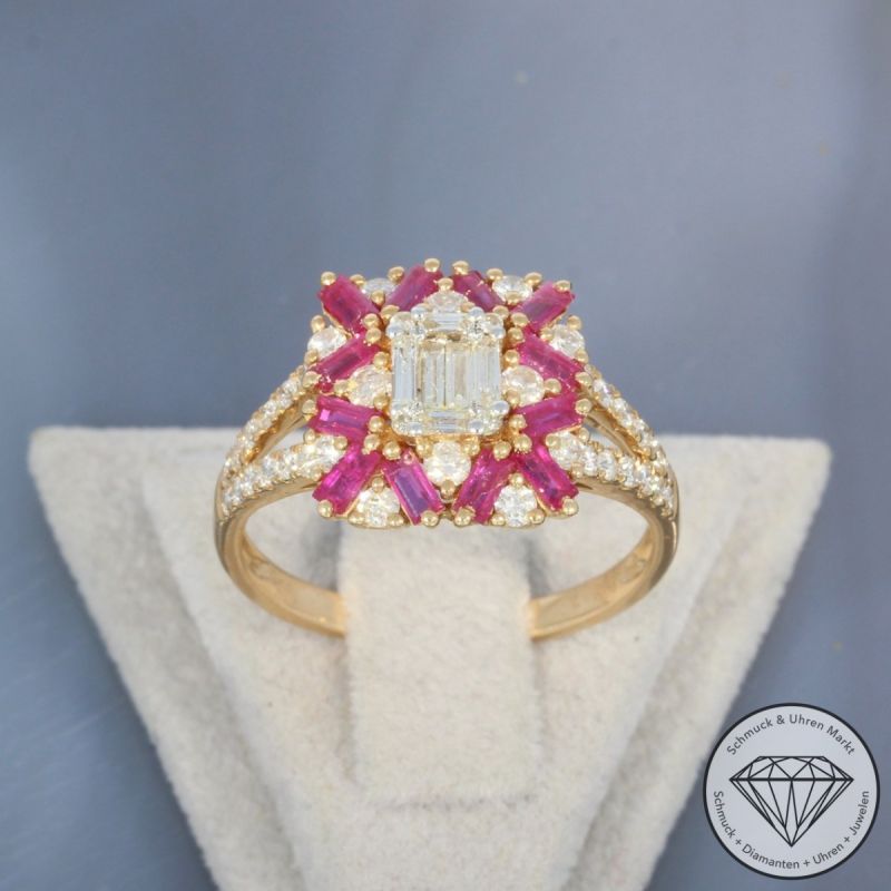 Wert 2920 € Brillant Diamant Rubin Ring in 750er 18 K Roségold - 100237