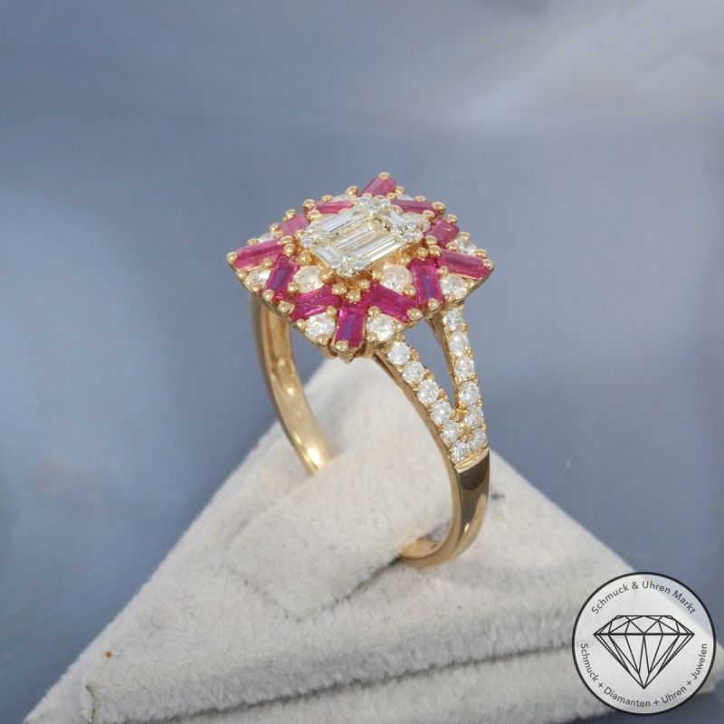 Wert 2920 € Brillant Diamant Rubin Ring in 750er 18 K Roségold - 100237