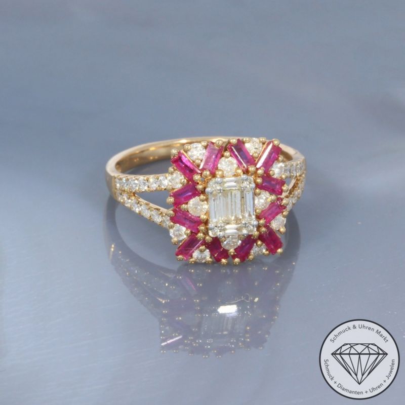 Wert 2920 € Brillant Diamant Rubin Ring in 750er 18 K Roségold - 100237