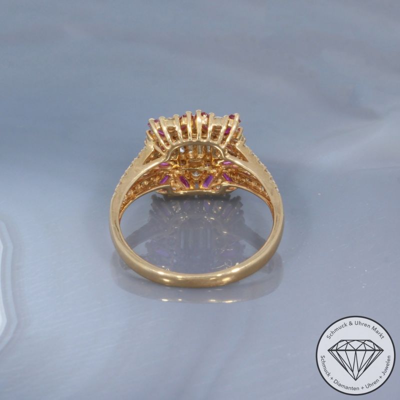 Wert 2920 € Brillant Diamant Rubin Ring in 750er 18 K Roségold - 100237