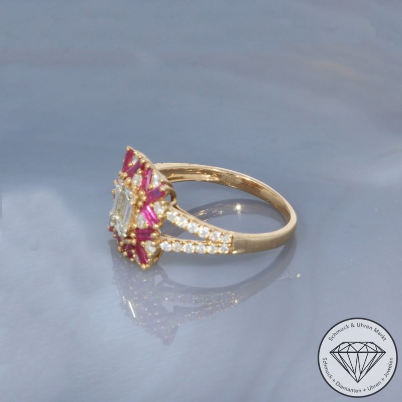 Wert 2920 € Brillant Diamant Rubin Ring in 750er 18 K Roségold - 100237
