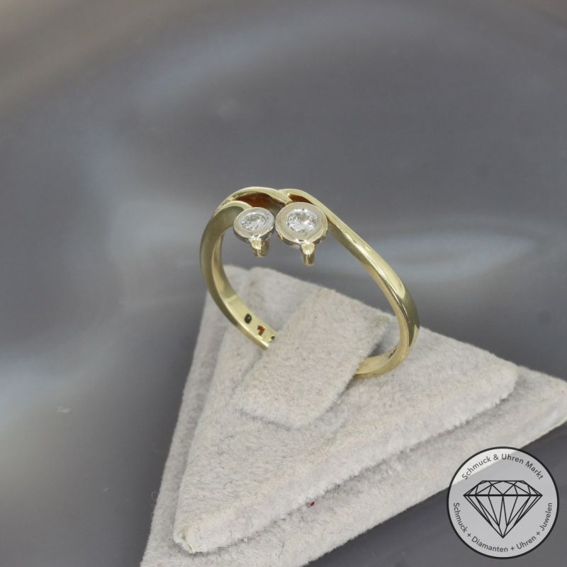 Wert 750 € Bicolor Brillant Ring (ca. 0,12 carat) in 585er 14 K Gold - 100246