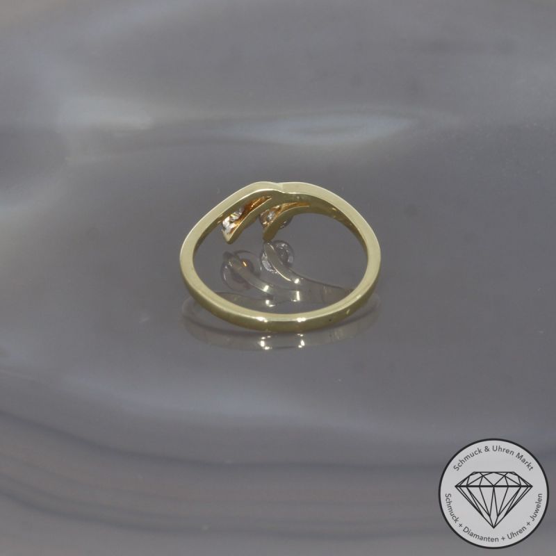 Wert 750 € Bicolor Brillant Ring (ca. 0,12 carat) in 585er 14 K Gold - 100246