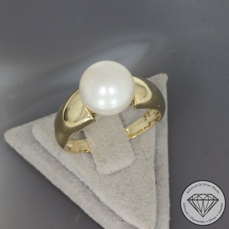 Wert 1250 € CHRIST Perl Ring in 585er 14 K Gelbgold - 100249