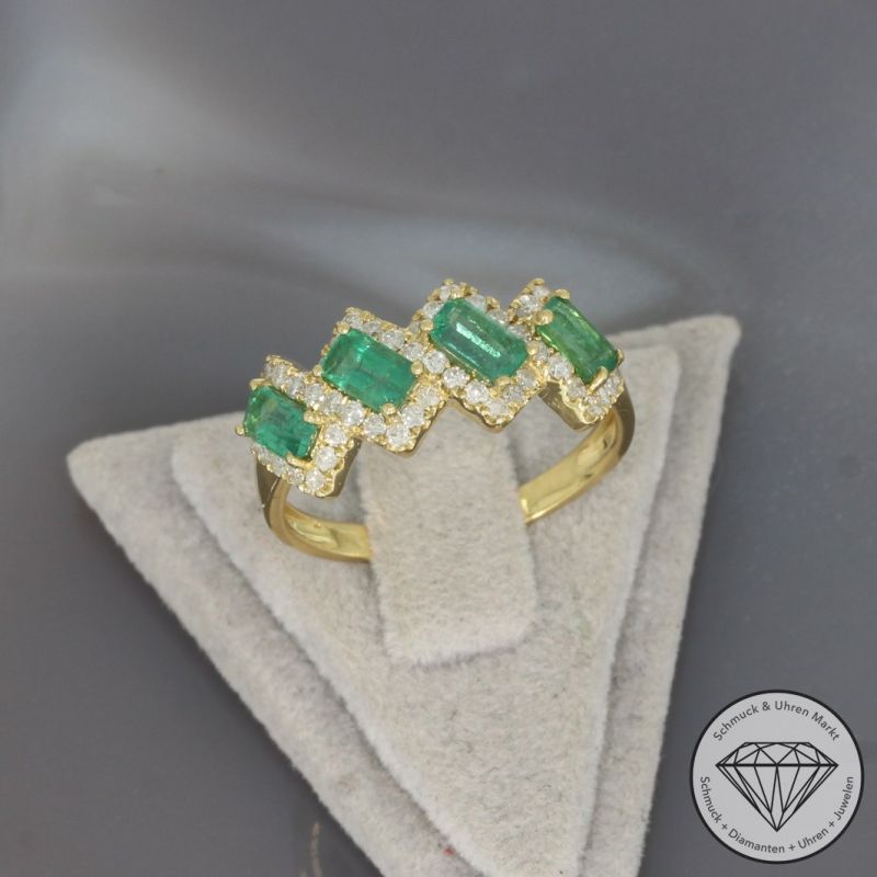 Wert 2390 € Brillant Smaragd Ring in 750er 18 K Gelbgold - 100253