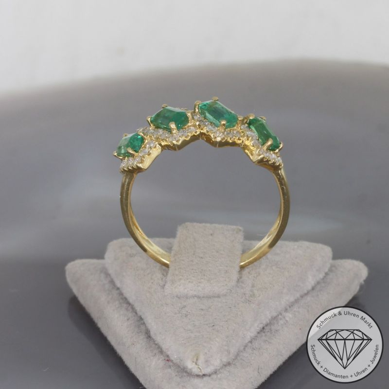 Wert 2390 € Brillant Smaragd Ring in 750er 18 K Gelbgold - 100253