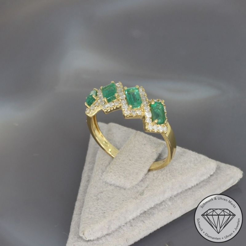 Wert 2390 € Brillant Smaragd Ring in 750er 18 K Gelbgold - 100253