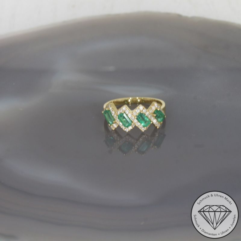 Wert 2390 € Brillant Smaragd Ring in 750er 18 K Gelbgold - 100253