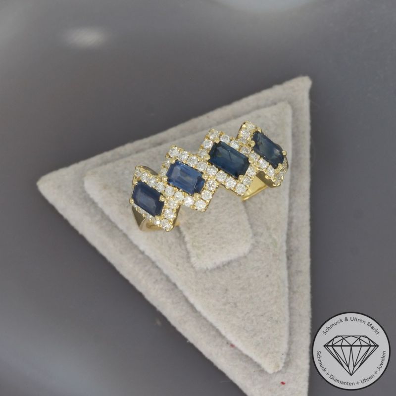 Wert 2390 € Brillant Saphir Ring in 750er 18 K Gelbgold - 100255