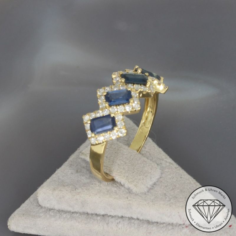 Wert 2390 € Brillant Saphir Ring in 750er 18 K Gelbgold - 100255