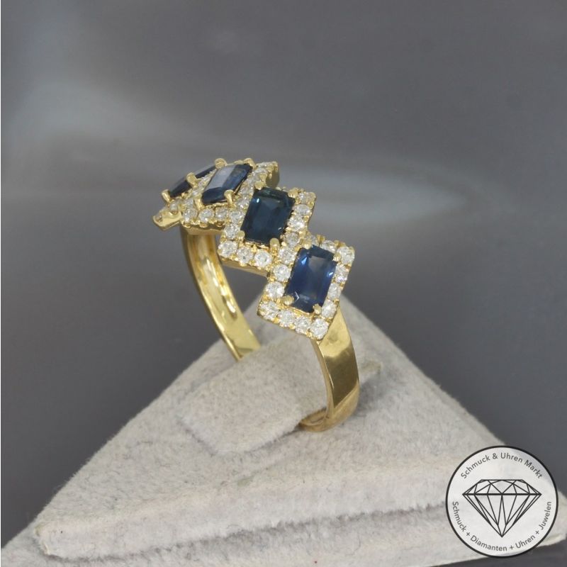 Wert 2390 € Brillant Saphir Ring in 750er 18 K Gelbgold - 100255