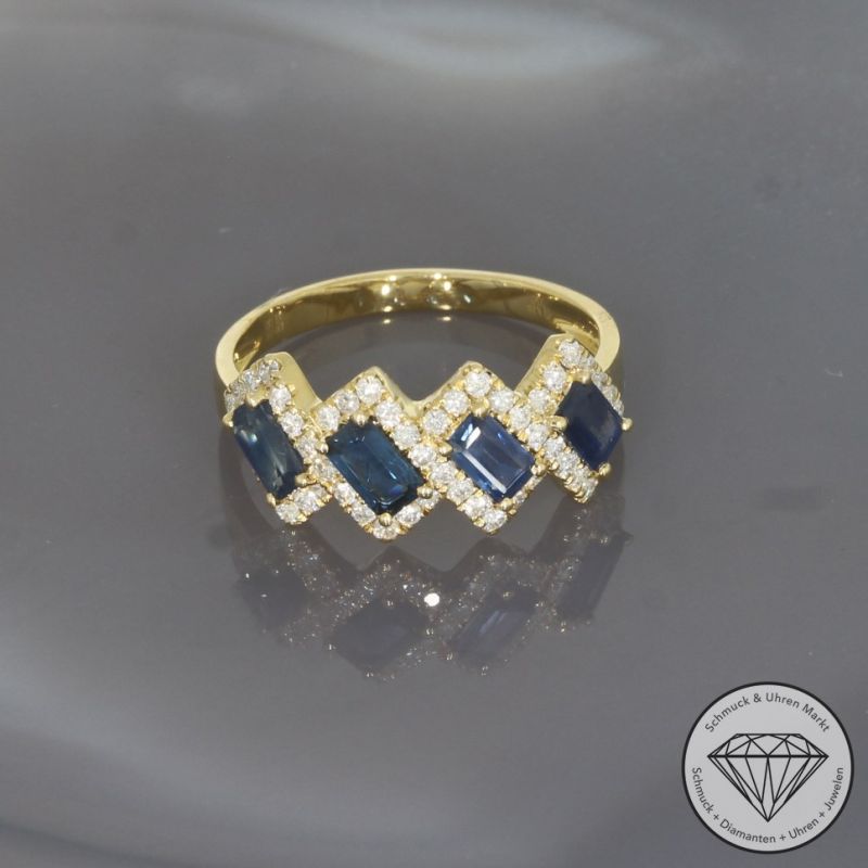 Wert 2390 € Brillant Saphir Ring in 750er 18 K Gelbgold - 100255