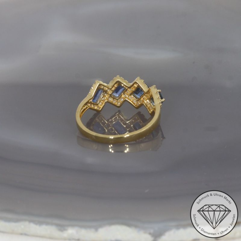 Wert 2390 € Brillant Saphir Ring in 750er 18 K Gelbgold - 100255