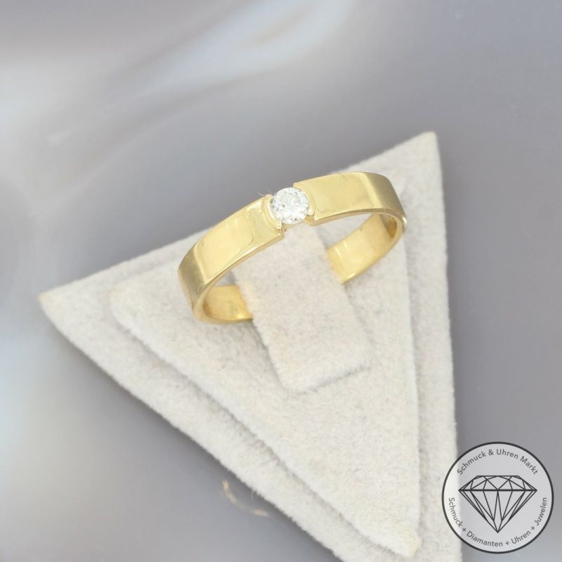 Wert 1250 € CHRIST Solitär Brillant Ring (ca. 0,10 carat) in 750er 18 K Gelbgold - 100258
