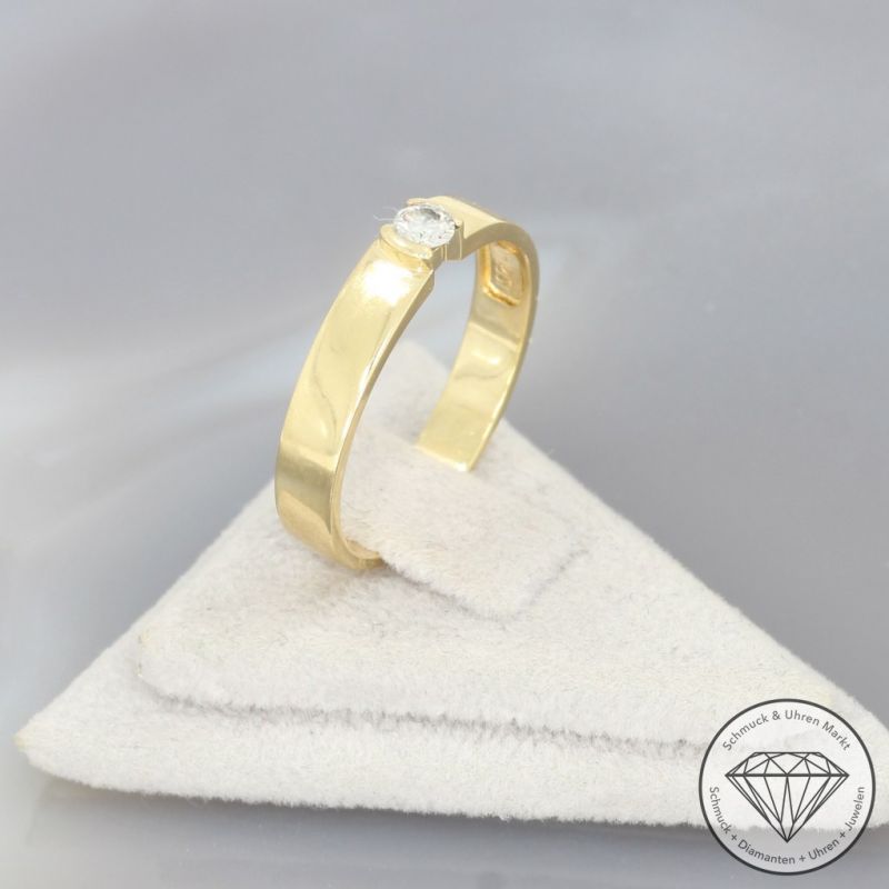 Wert 1250 € CHRIST Solitär Brillant Ring (ca. 0,10 carat) in 750er 18 K Gelbgold - 100258