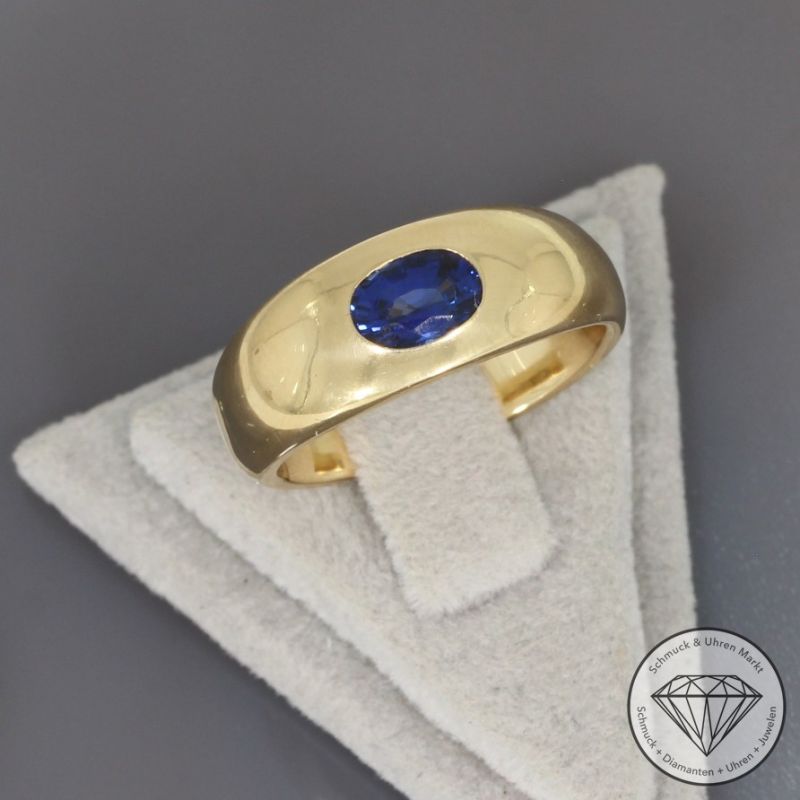 Wert 2690 € Saphir Ring 750er/18 Karat Gelb Gold Größe 54 – 100259