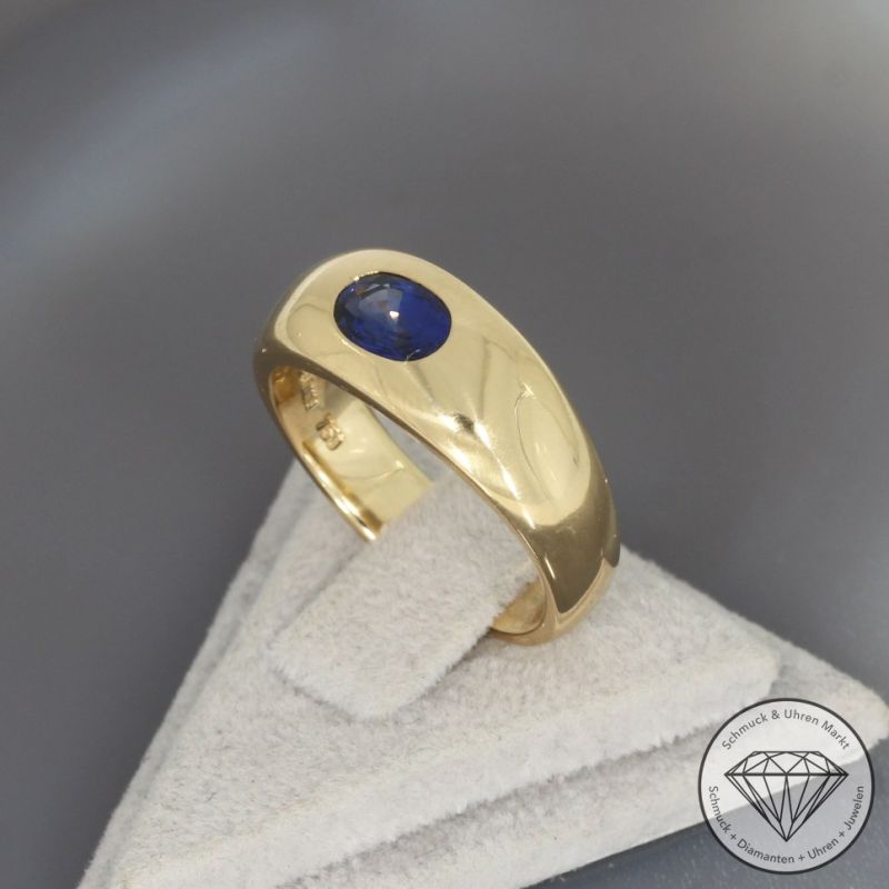 Wert 2690 € Saphir Ring 750er/18 Karat Gelb Gold Größe 54 – 100259