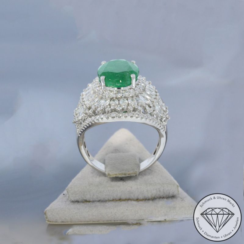 Wert 15170 € Brillant Diamant Smaragd Ring in 750er 18 K Weißgold - 100262