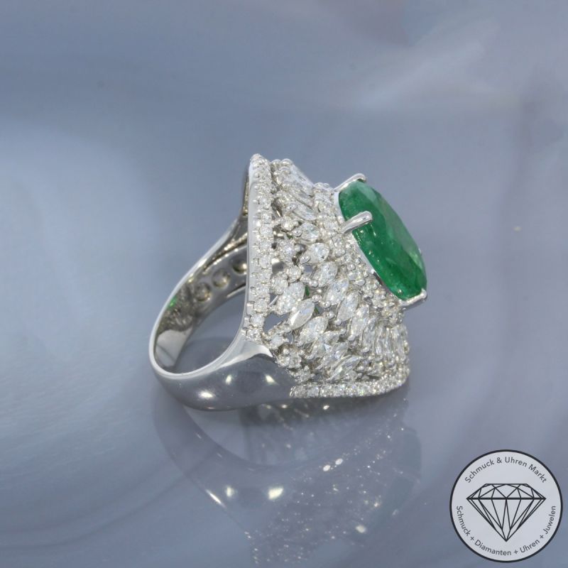 Wert 15170 € Brillant Diamant Smaragd Ring in 750er 18 K Weißgold - 100262