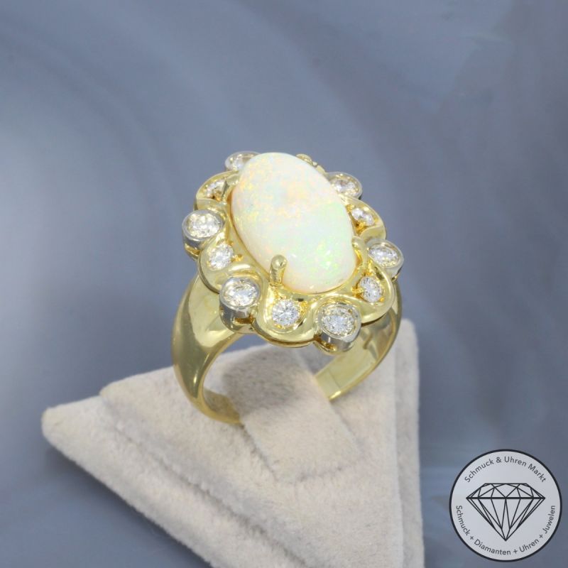 Wert 5590 € Brillant Opal Ring in 750er 18 K Gelbgold - 100263