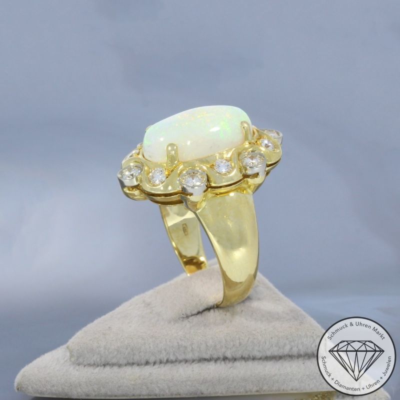 Wert 5590 € Brillant Opal Ring in 750er 18 K Gelbgold - 100263
