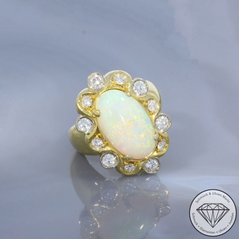 Wert 5590 € Brillant Opal Ring in 750er 18 K Gelbgold - 100263