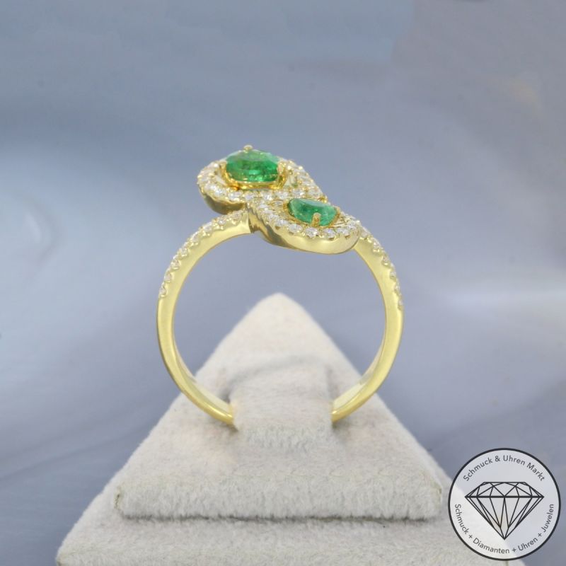 Wert 2450 € Brillant Smaragd Ring in 750er 18 K Gelbgold - 100266