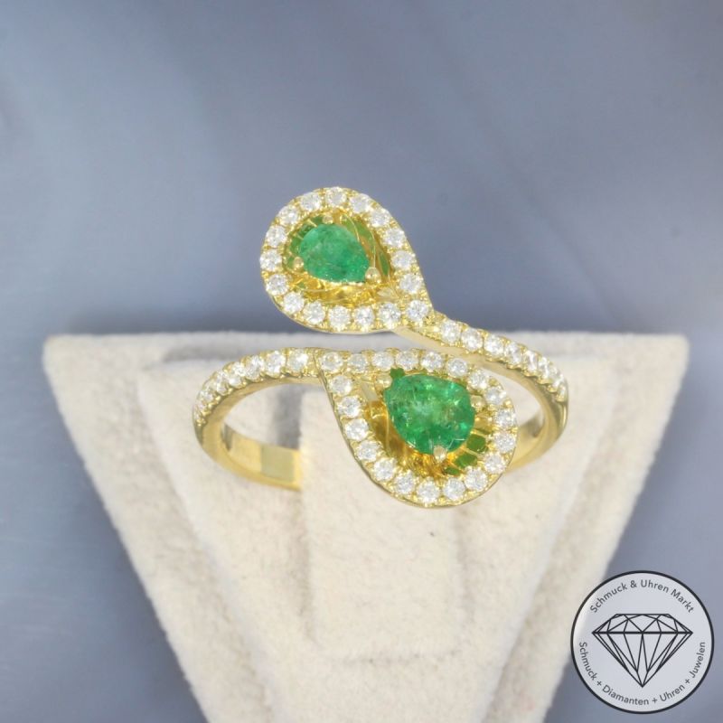 Wert 2450 € Brillant Smaragd Ring in 750er 18 K Gelbgold - 100266