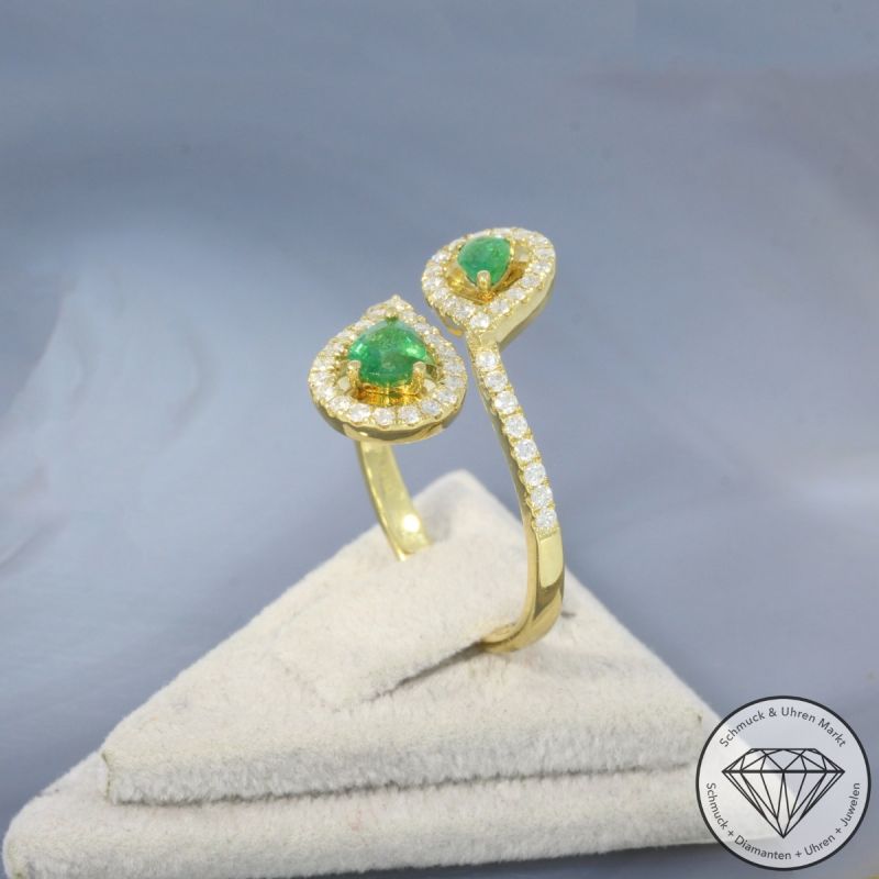 Wert 2450 € Brillant Smaragd Ring in 750er 18 K Gelbgold - 100266