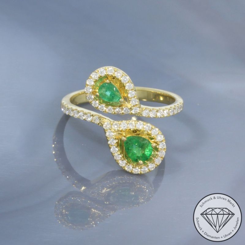 Wert 2450 € Brillant Smaragd Ring in 750er 18 K Gelbgold - 100266