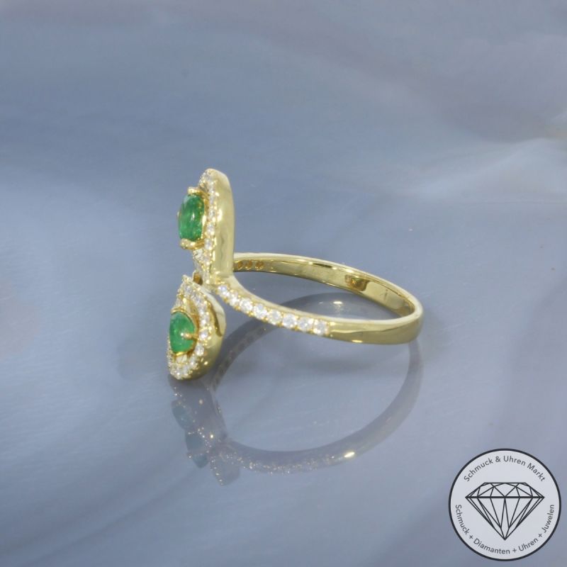 Wert 2450 € Brillant Smaragd Ring in 750er 18 K Gelbgold - 100266