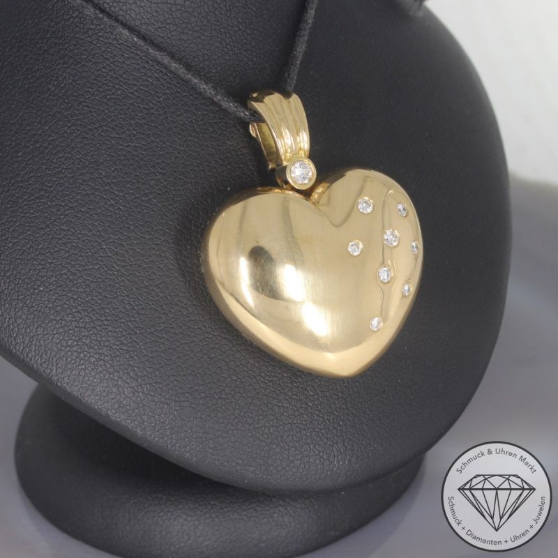 Wert 6200 € Brillant Anhänger Herz (ca. 0,30 carat) in 750er 18 K Gelbgold - 100267