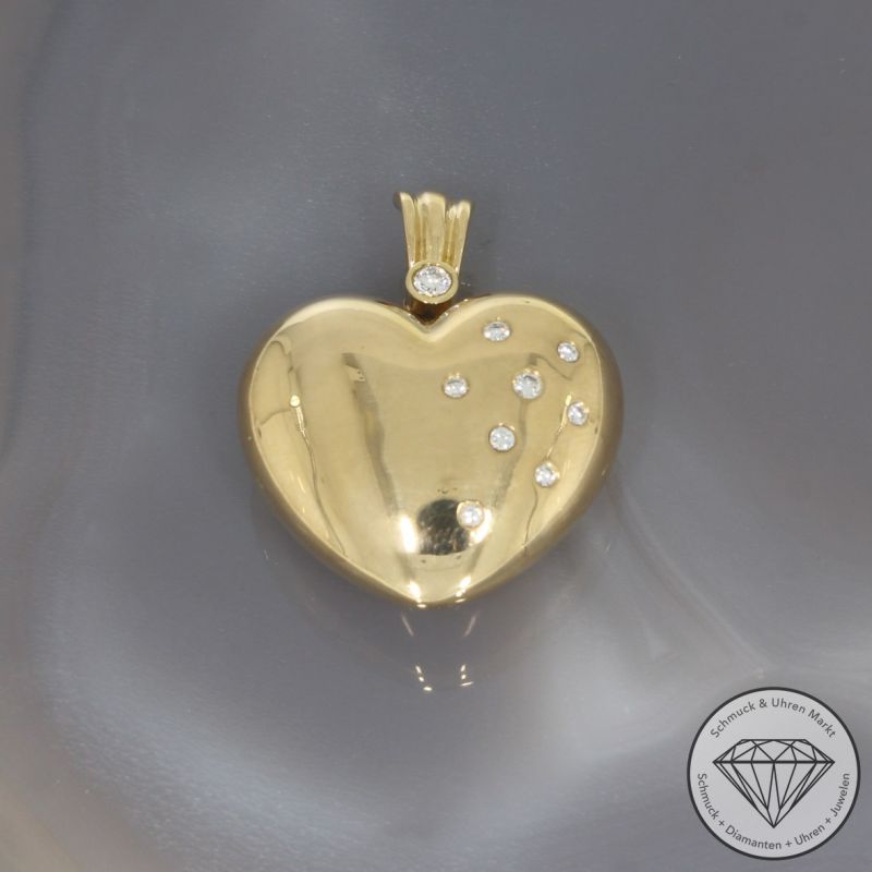 Wert 6200 € Brillant Anhänger Herz (ca. 0,30 carat) in 750er 18 K Gelbgold - 100267