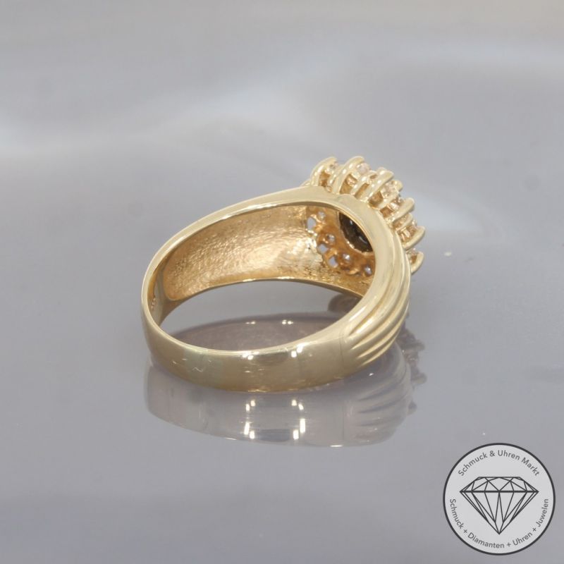 Wert 1800 € Brillant Saphir Ring 585er/14 Karat Gelb Gold Größe 56 – 100277