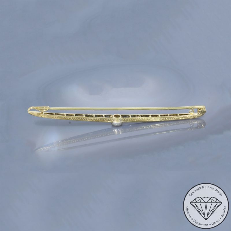 Wert 6000 € Diamant Saphir Brosche in 750er 18 K Gelbgold & 800er Silber Büsing Gutachten - 100280