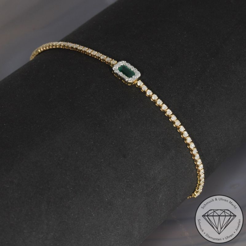 Wert 2990 € Brillant Smaragd Armband in 750er 18 K Gelbgold - 100327