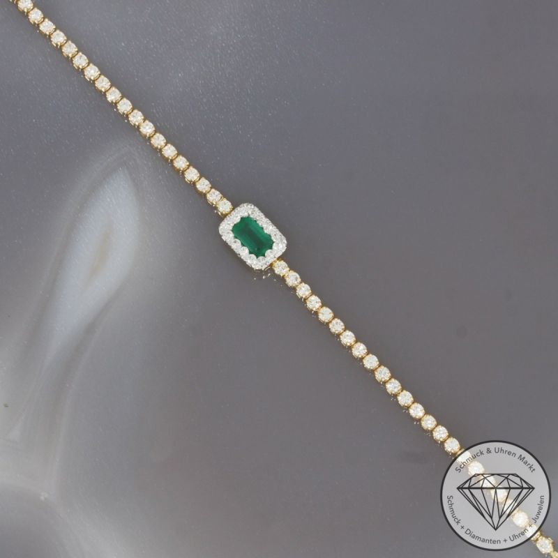 Wert 2990 € Brillant Smaragd Armband in 750er 18 K Gelbgold - 100327