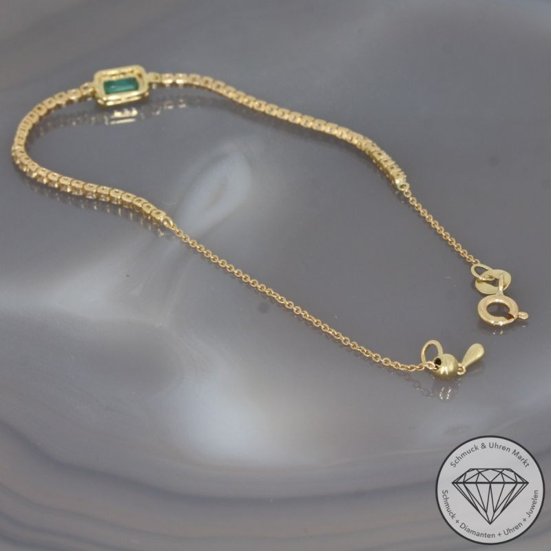 Wert 2990 € Brillant Smaragd Armband in 750er 18 K Gelbgold - 100327